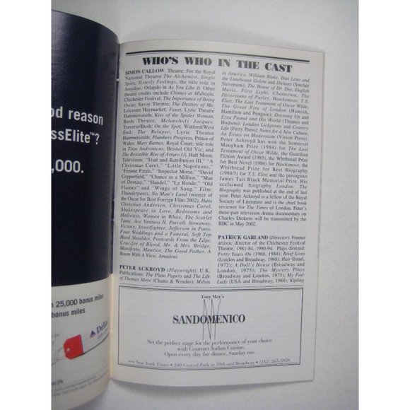 The Mystery of Charles Dickens Playbill Opening Night April 2002 Simon Callow - Picture 4 of 7